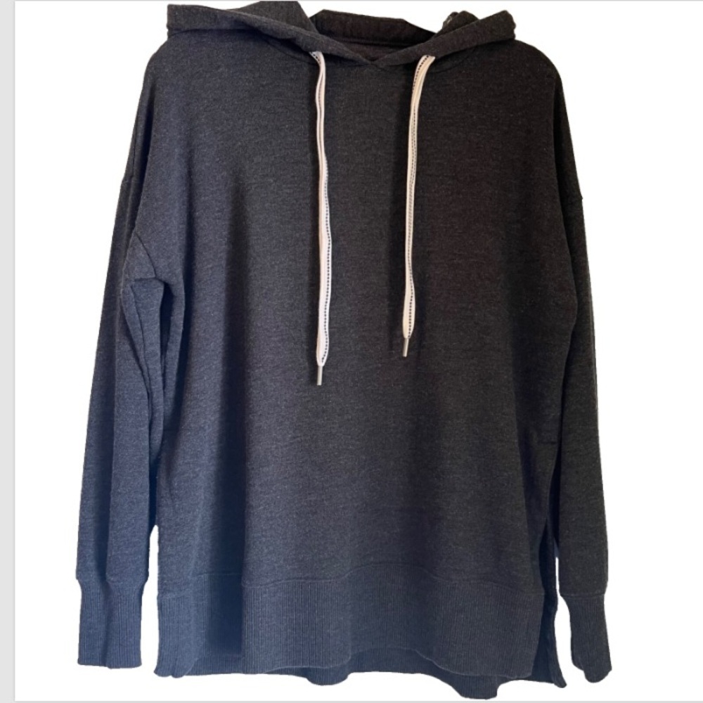 Aerie Charcoal Gray Hoodie Sweatshirt XS Side Slits Pullover Soft Cozy Relaxed